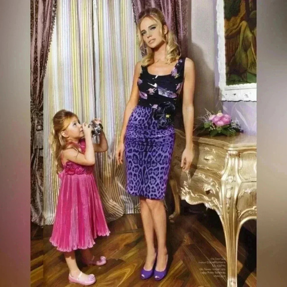 Dolce & Gabbana Leopard Floral Silk Mini Dress 44 M Ruched Draped Purple Black - Picture 2 of 10